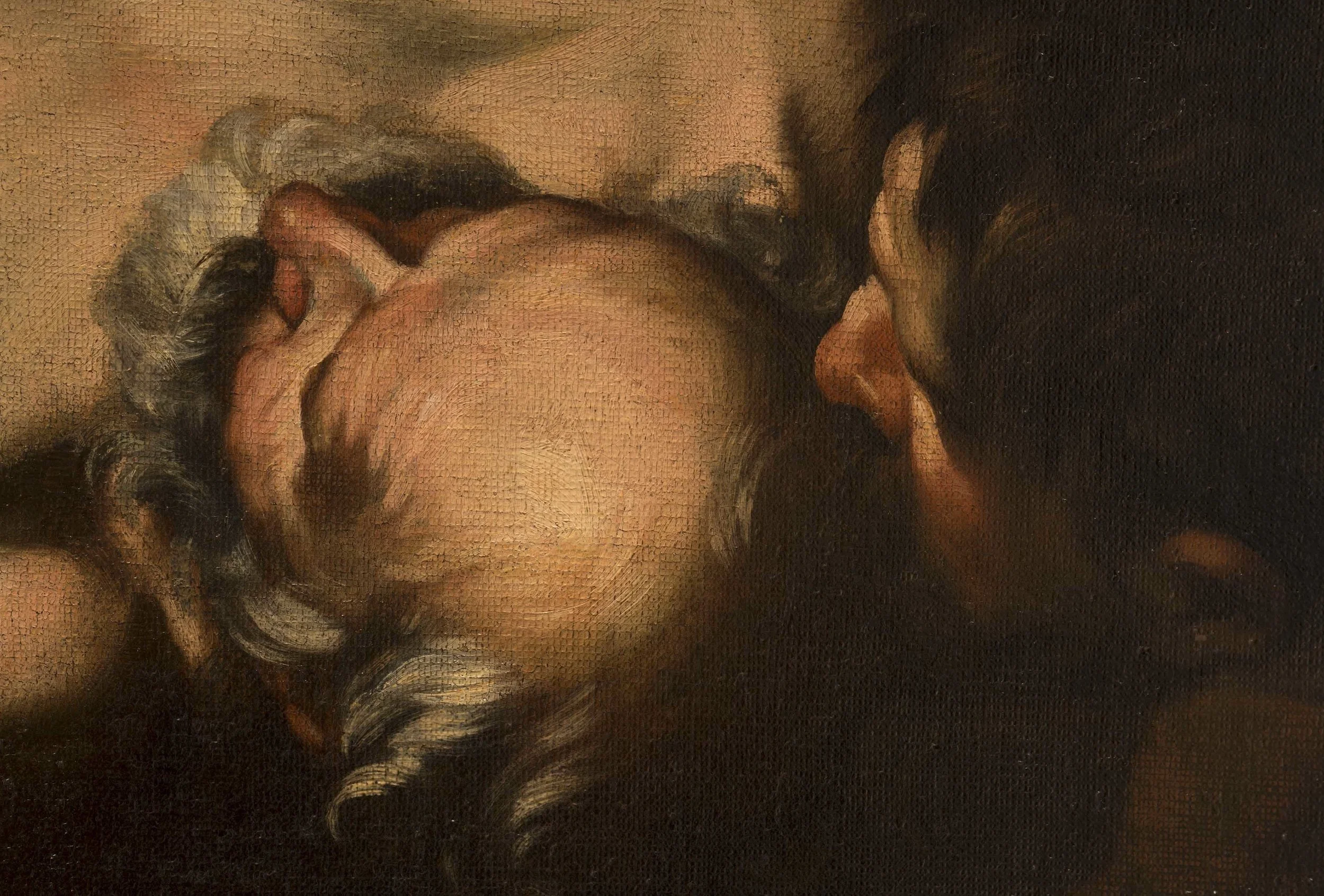 GIOVANNI BATTISTA BEINASCHI (Fossano, near Turin 1636-1688 Naples) The Martyrdom of Saint Peter Oil on canvas 114½ x 76 inches (290.8 x 193.1 cm) detail of ST PETER’s HEAD