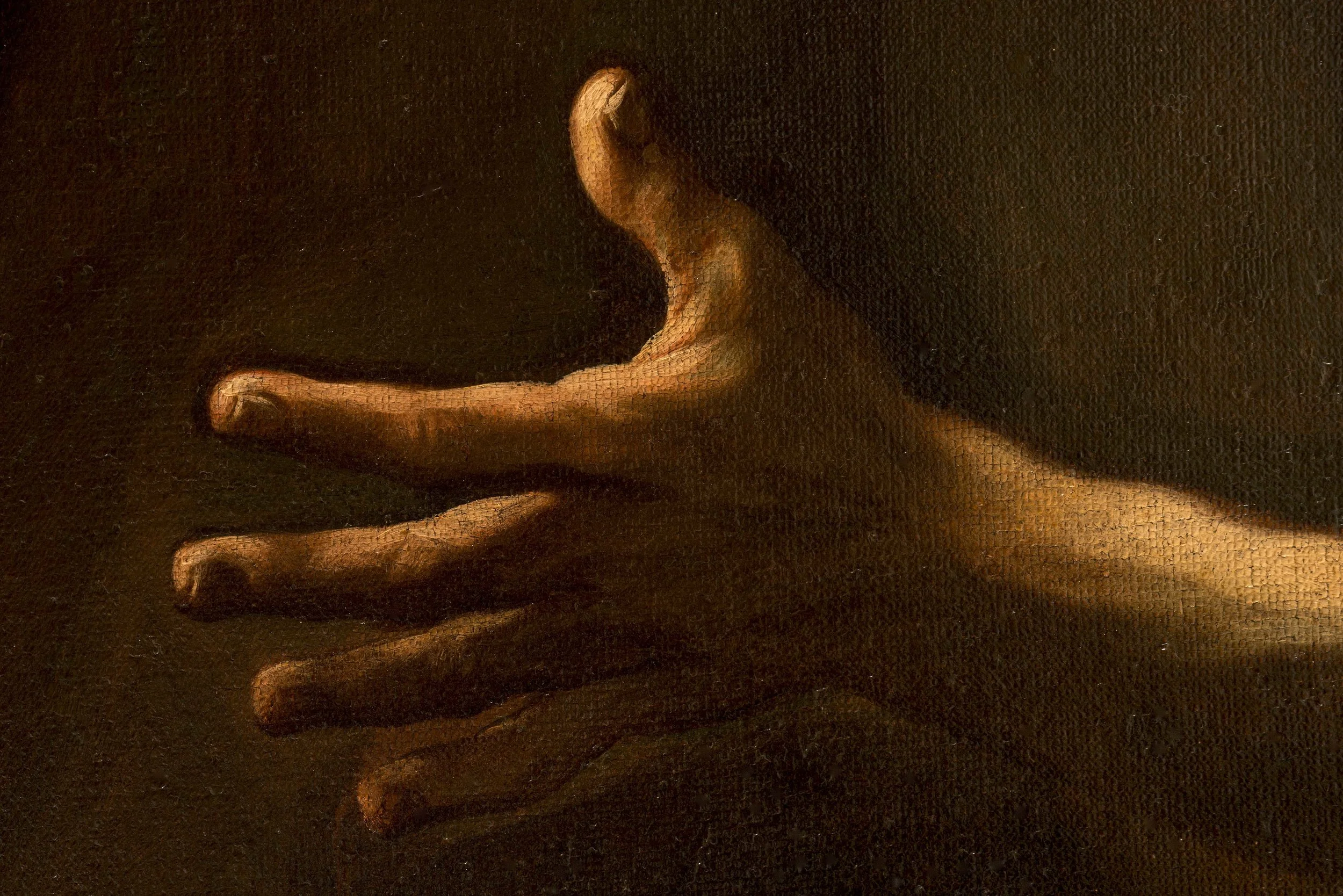 GIOVANNI BATTISTA BEINASCHI (Fossano, near Turin 1636-1688 Naples) The Martyrdom of Saint Peter Oil on canvas 114½ x 76 inches (290.8 x 193.1 cm) DETAIL OF HAND