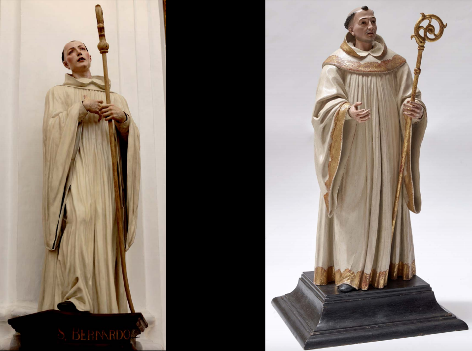 Fig. 2A Comparison of the present work and José de Mora, Saint Bernard from the capilla del Cardenal Salazar, Catedral de Córdoba
