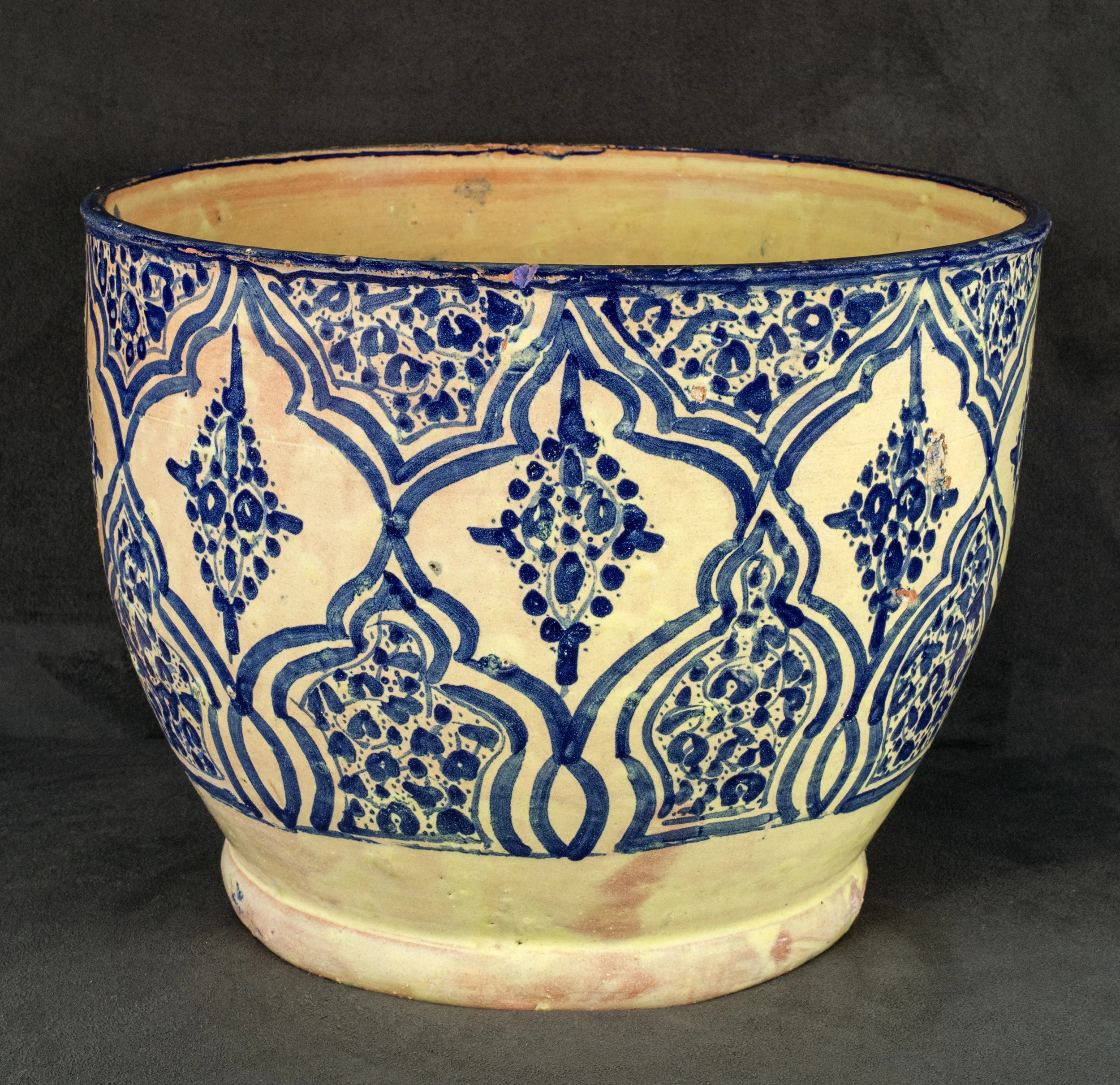 Mexican Talavera Poblana Ceramic, Tall bowl with Moorish-inspired designs