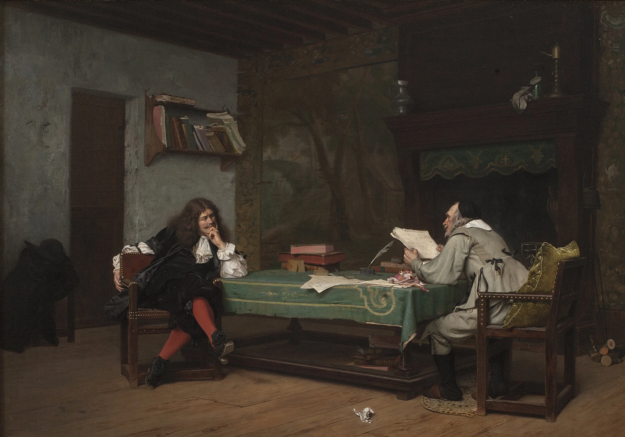 Two philosophically opposed men at a table.