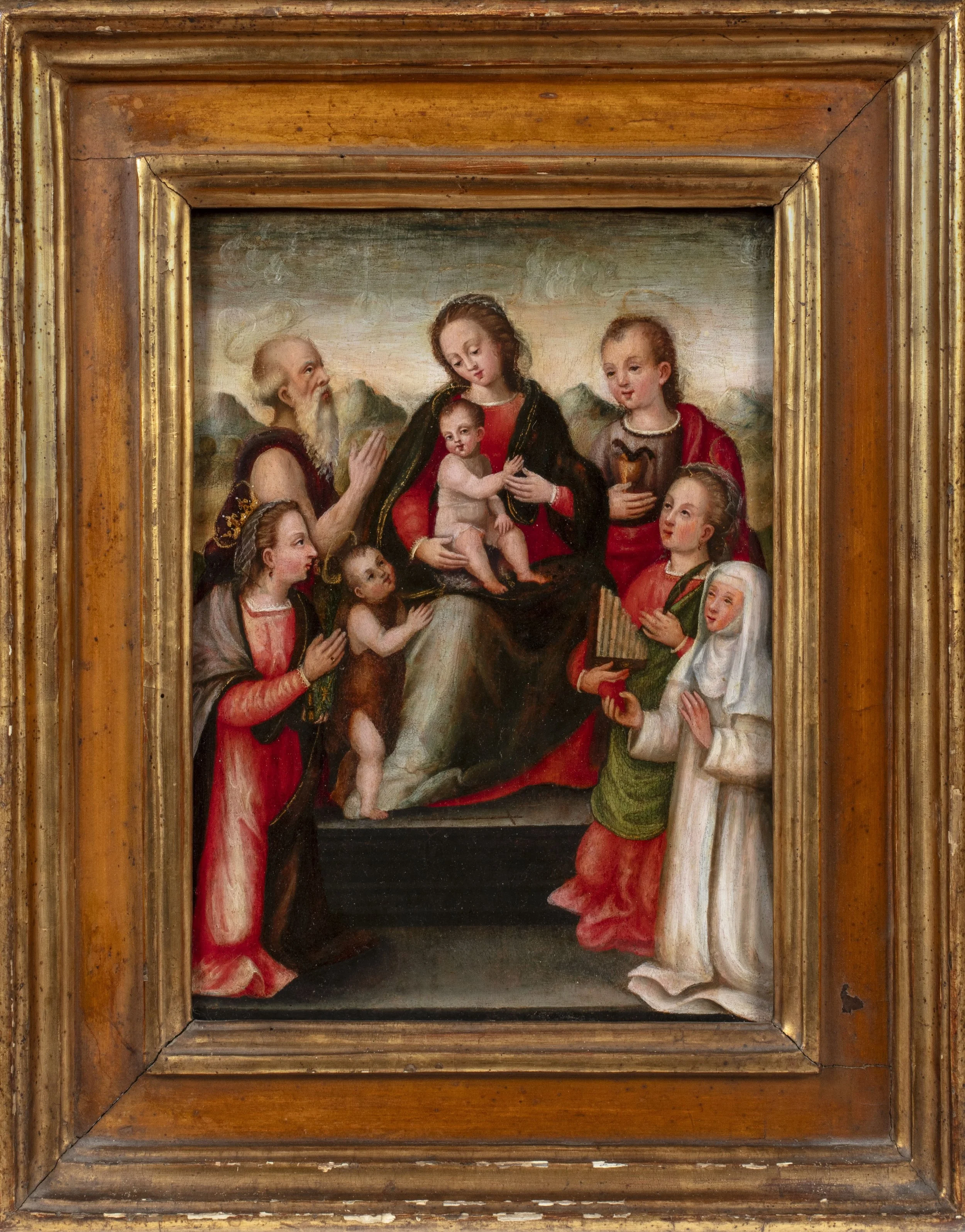 Mary and Child enthroned surrounded by infant John and saints