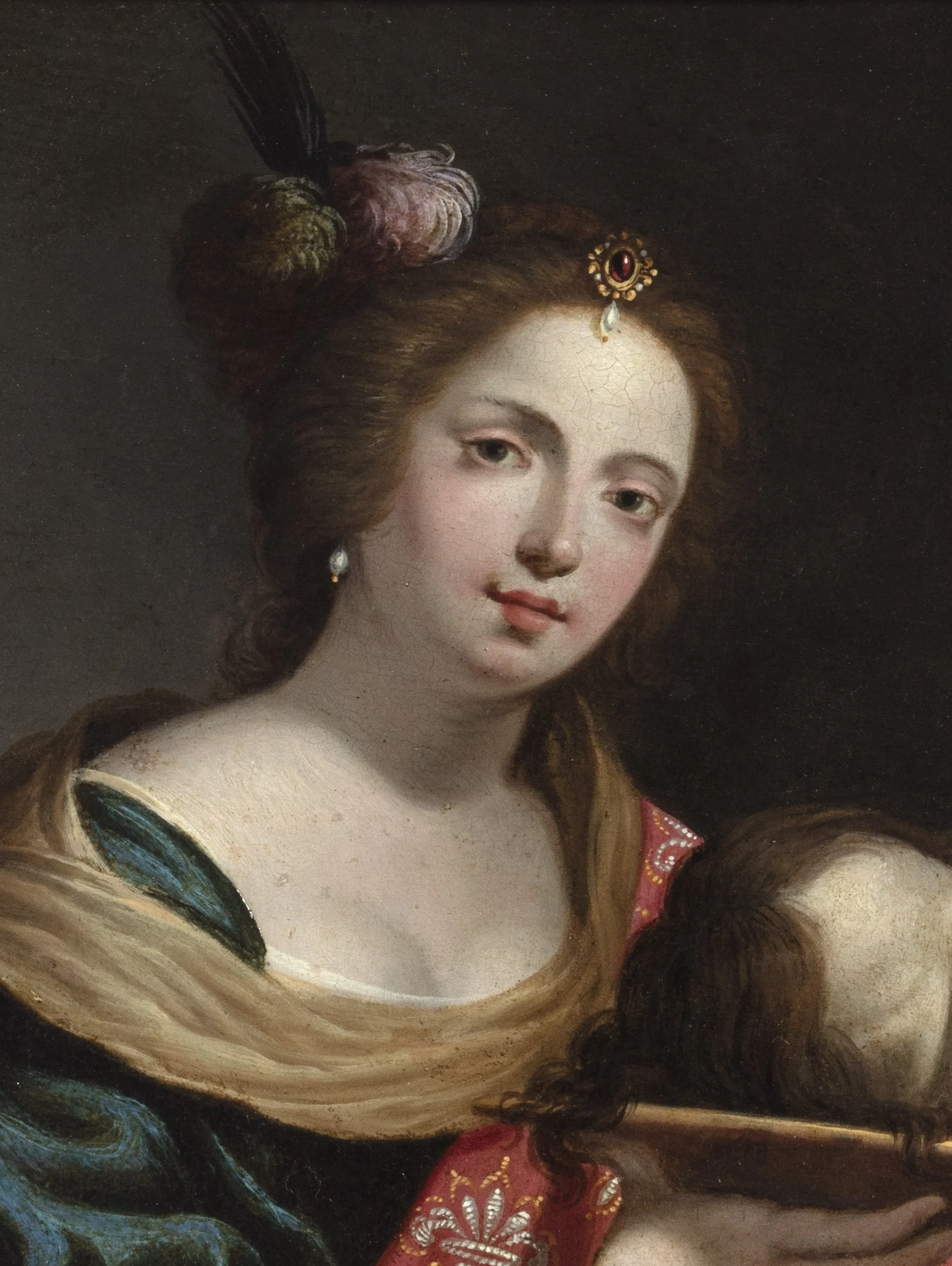 A close-up detail of a young woman's face.