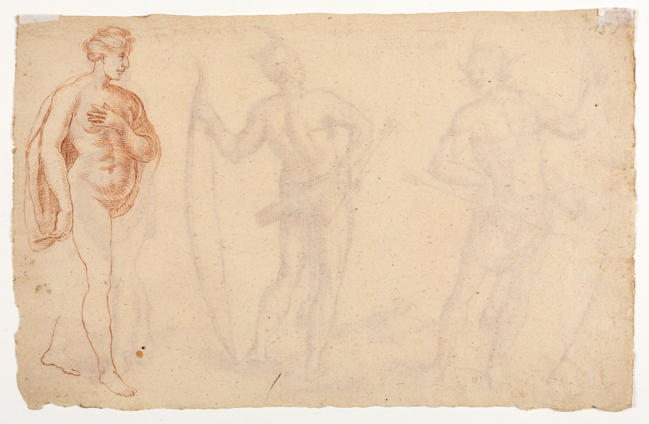 A nude female covering her chest