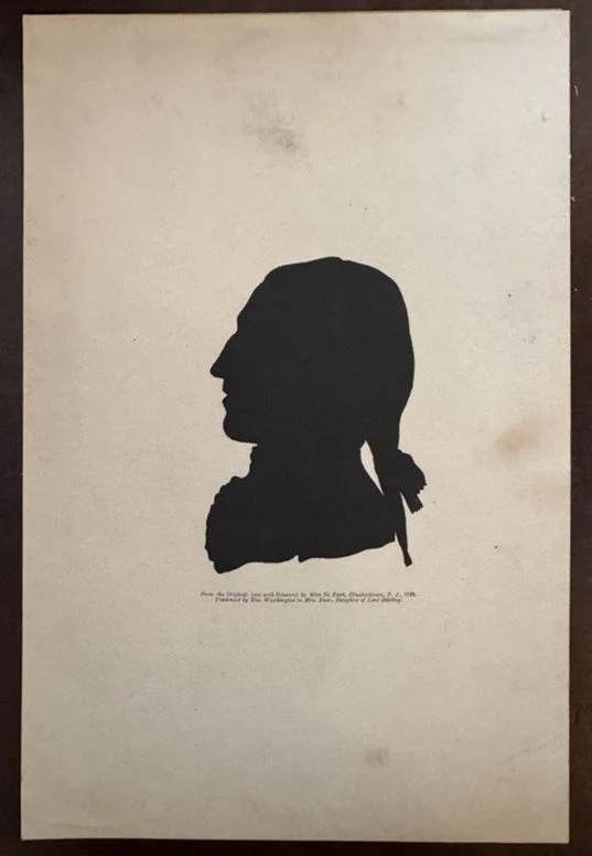 Silhouette of profile of George Washington looking at left