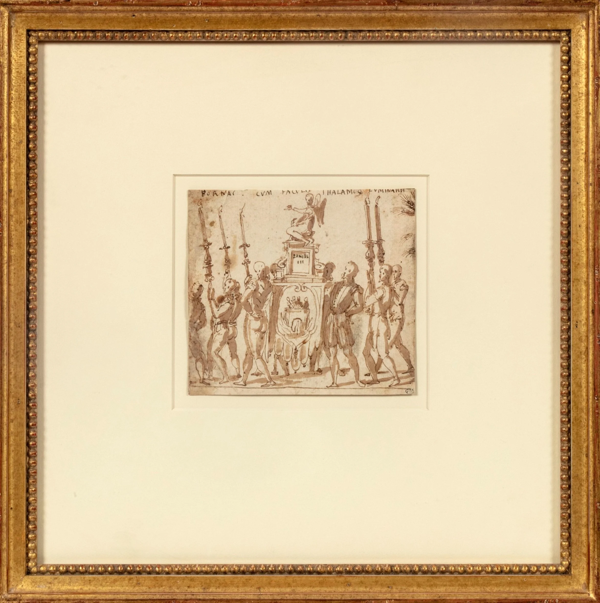 The present work framed and matted.