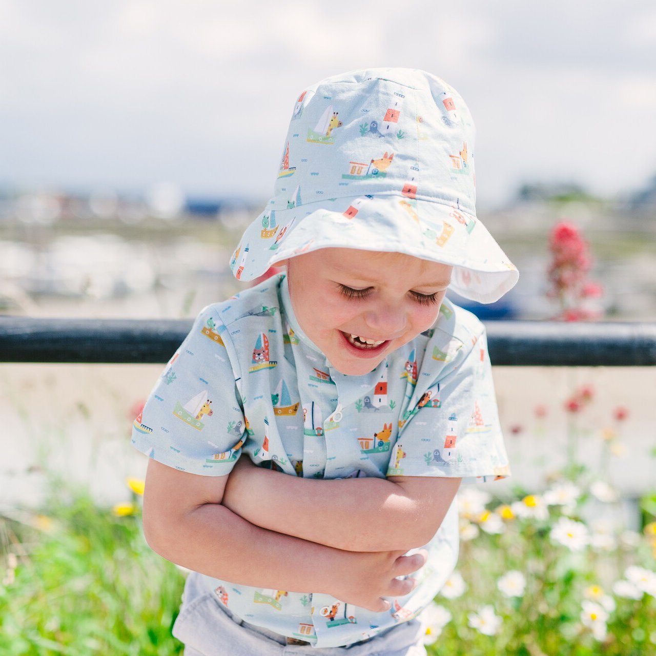 Set Sail Short Sleeve Boys Shirt and Unisex Sun Hat 2.jpg