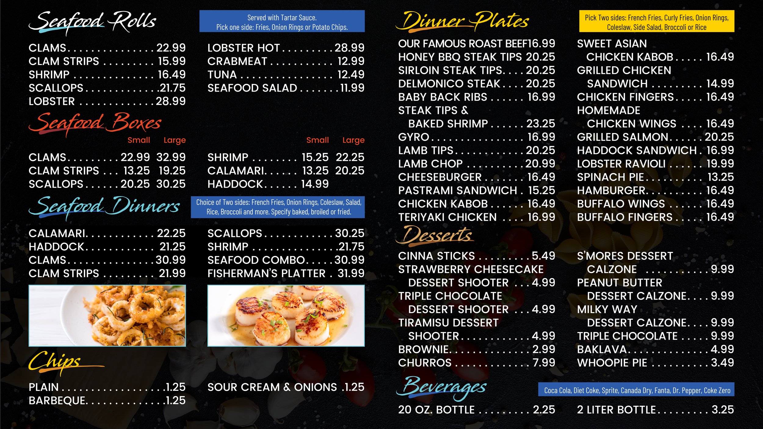 EXPERIENCE THE BEST PIZZA, ROAST BEEF, SEAFOOD, SANDWICHES, PASTA