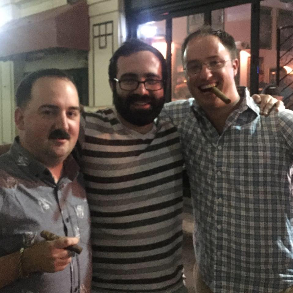 With two of my very best friends. From left to right: Me, Richard, and Charlie (the one who got me truly started smoking cigars) 