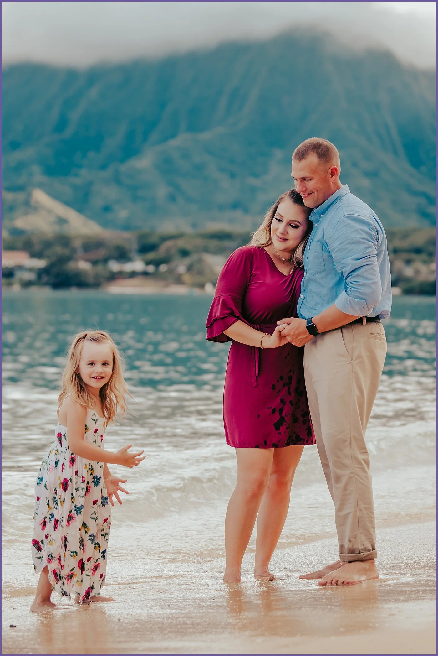 Family portrait on the beach in Kualoa Ranch Beach Park, Oahu, Hawaii - Oahu Family Photographer - Ketino Photography.jpg