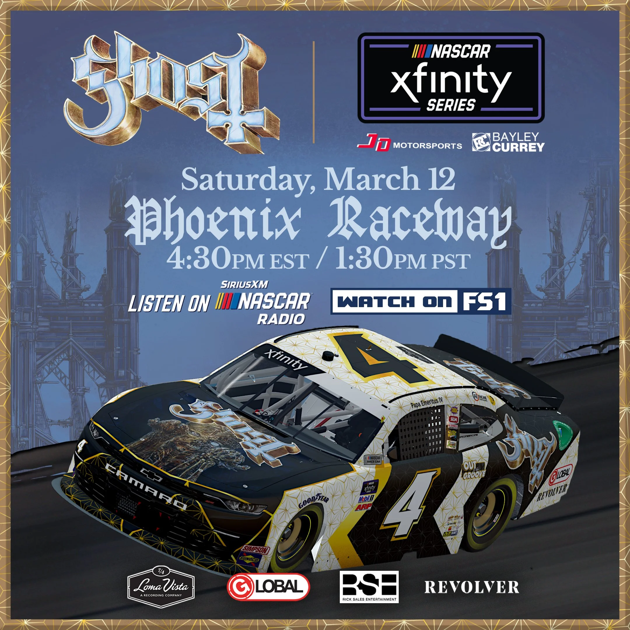 Bayley Currey’s No. 4 Prepared to Drop the Square Hammer with Grammy Award Winning Metal Band Ghost at Phoenix