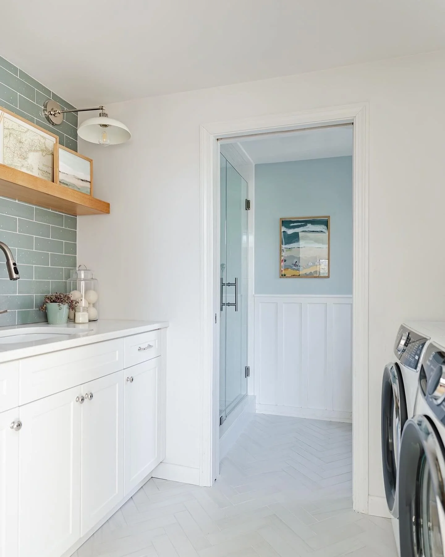 Today we are sharing the before and after of the combination Laundry Room/Guest Bathroom from our Alderney Project. What is your favorite update?! Or, we would happily accept a comment with your favorite song on The Tortured Poet&rsquo;s Department.
