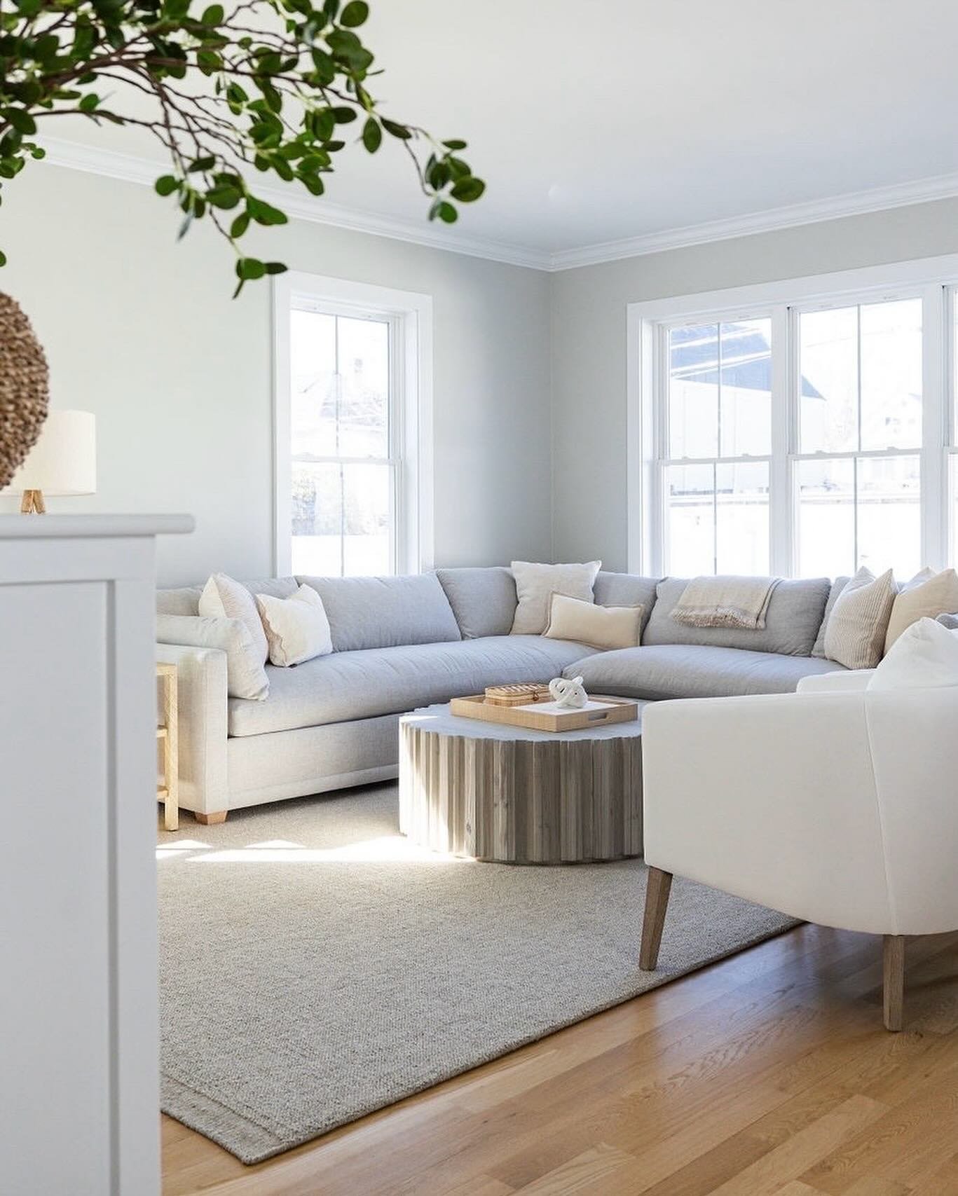 We often dissuade homeowners from a sectional because it is a big, inflexible piece of furniture that will demand a certain location and layout, and the fabric texture/color will be bossy because of the sheer amount. BUT, there is no one rule fits al