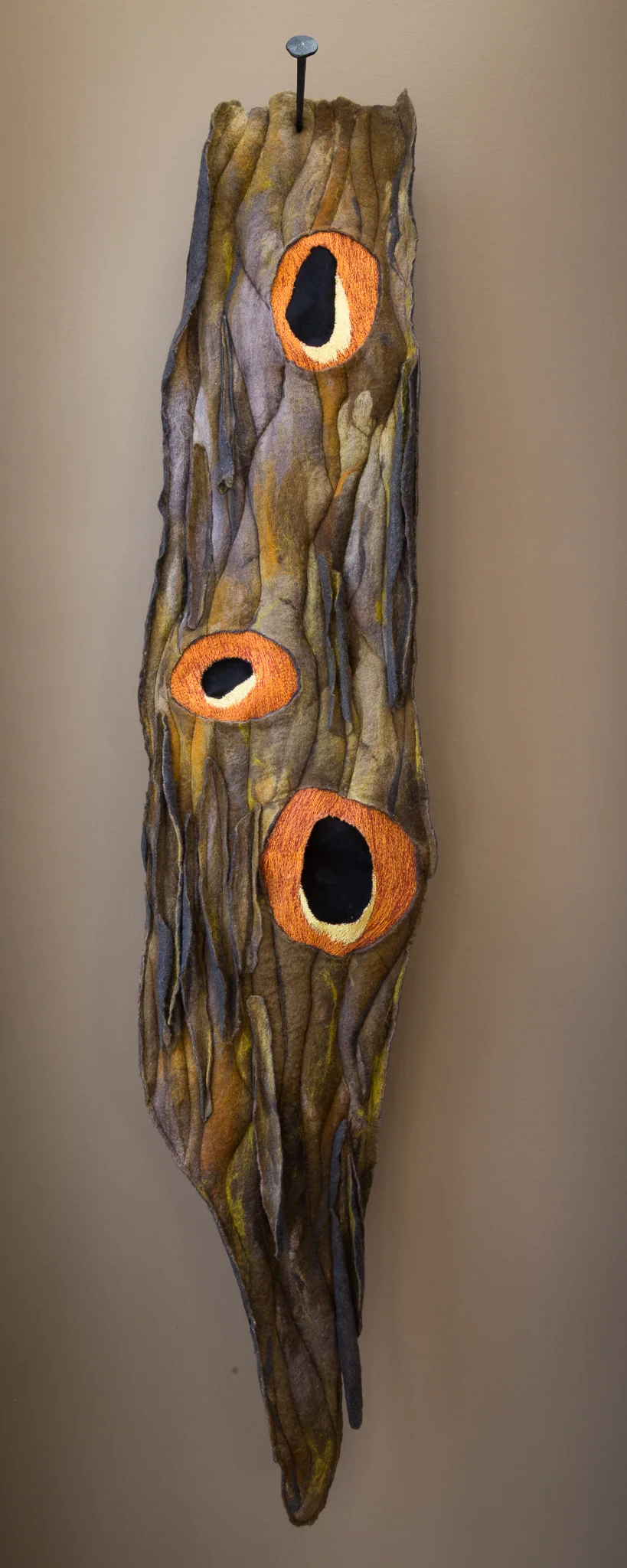 pecked handmade felt, mixed media 50 x 10 x 4