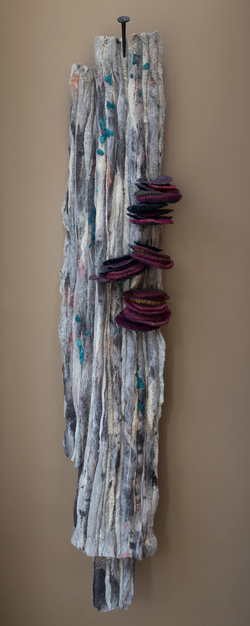 decomposed handmade felt, mixed media 50 x 10 x 8