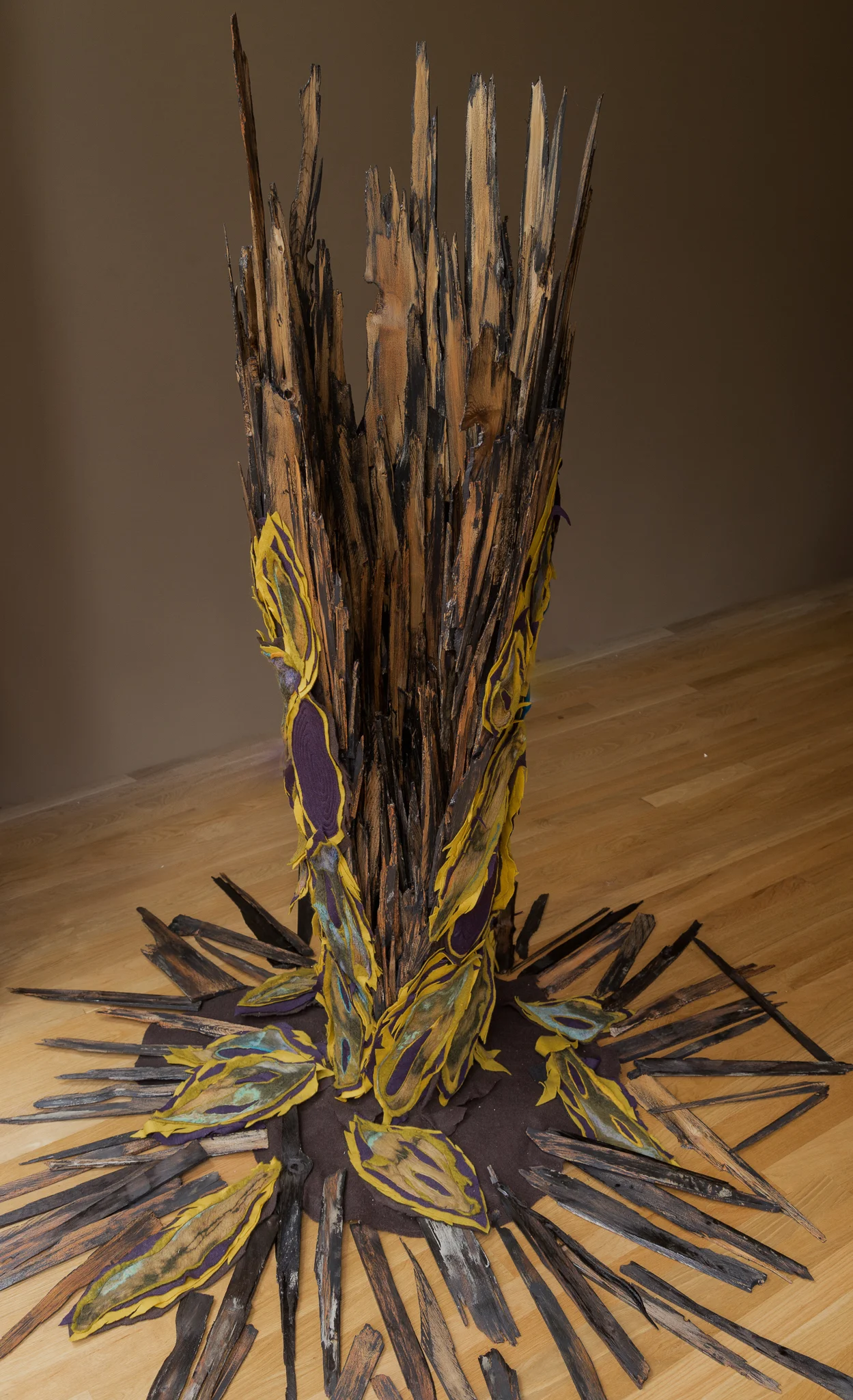 struck by lightning handmade felt. mixed media 46 x 15 x15