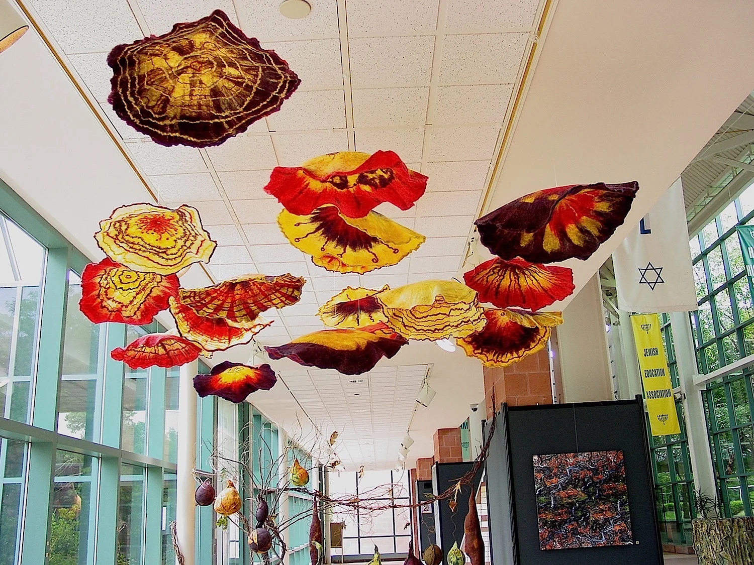field of infinite possibilities handmade felt, mixed media variable size, as shown 12' round