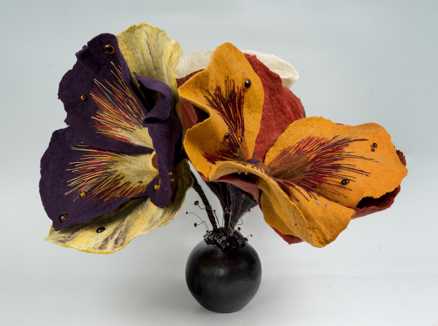 pansy 'google-eyes' handmade felt, mixed media 18 x24 x24