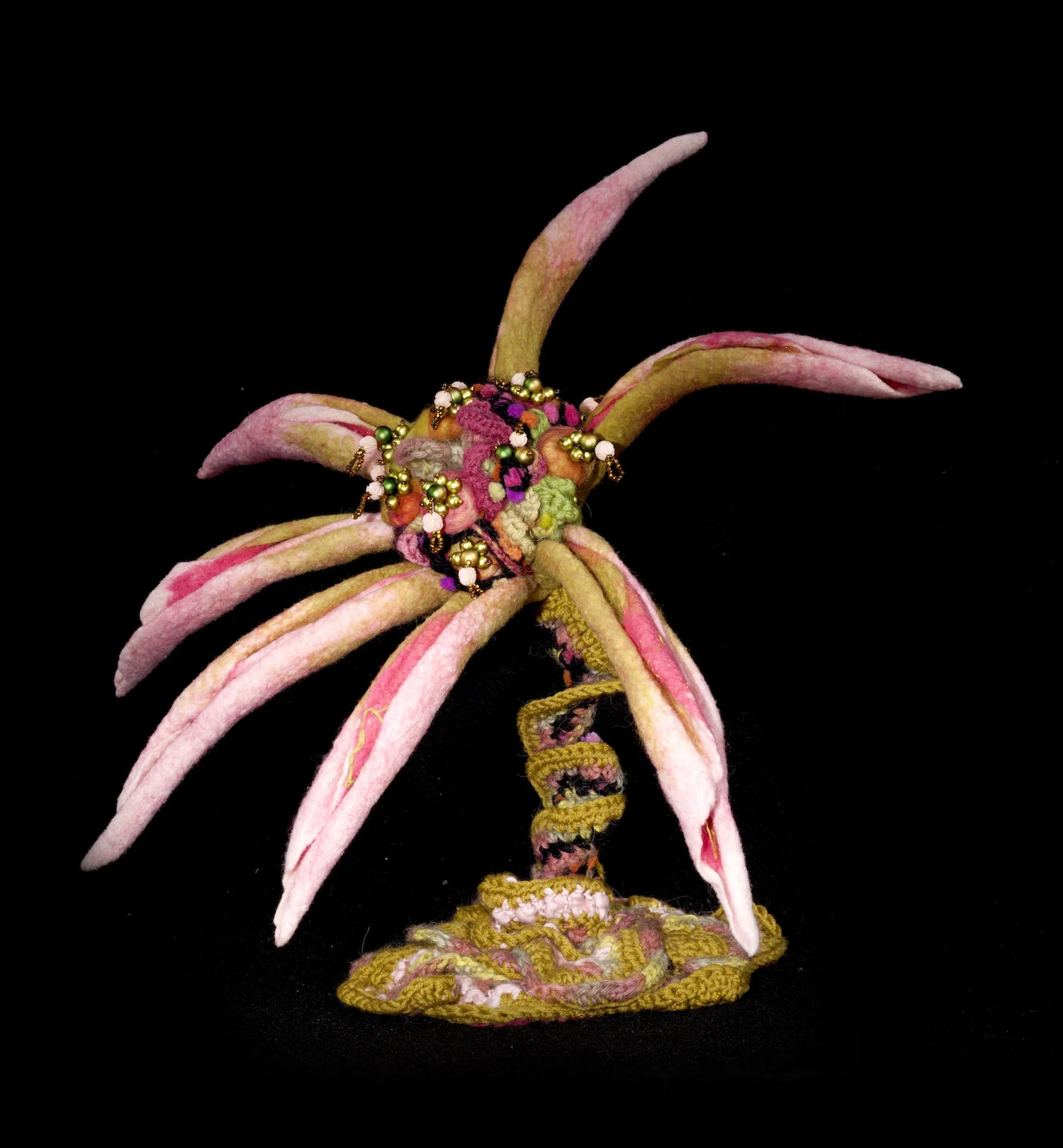 genetically designed flower: aster 'bling' handmade felt, mixed media 14 x18 x14