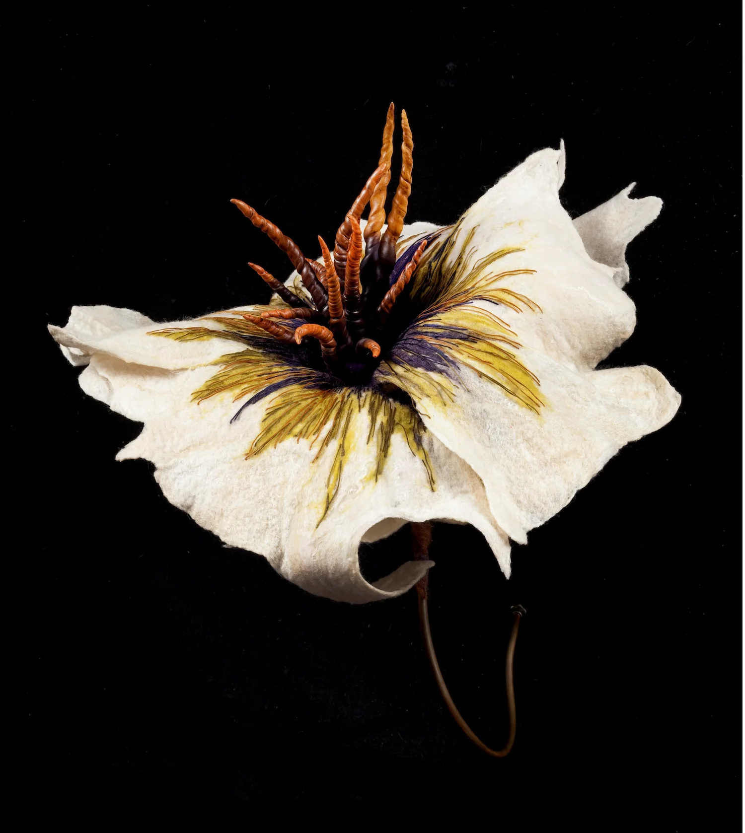 belladonna 'antelopium' handmade felt, mixed media, polymer clay 23 x 20 x25
