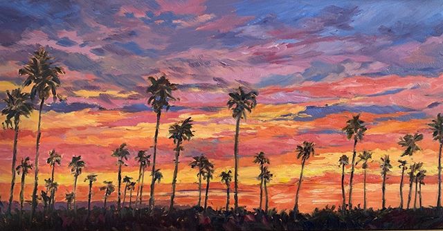 On my easel...
#sunset #california #oilpainting #oil #hildakilpatrickfreyre #hilda #impressionism #palmtrees #palms #available #artcollector #artgallery #gallery #interiordesign #artistsoninstagram #artist #color #vacation #seascape