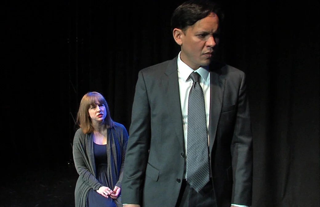 Amanda Card and Robert Marigza-Yeo doing a scene from Measure for Measure in the online CLE, “A Comedy of Ethics”