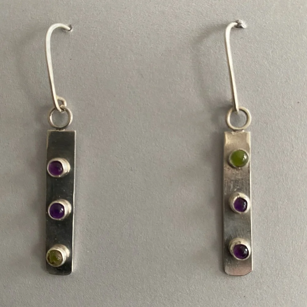 Amethyst and peridot 3 light Earrings