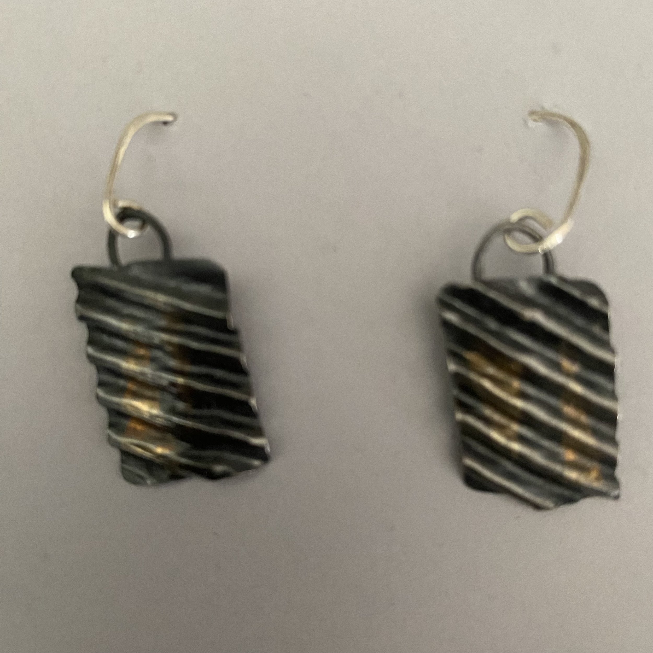 Oxidized Silver and 24K Earrings B