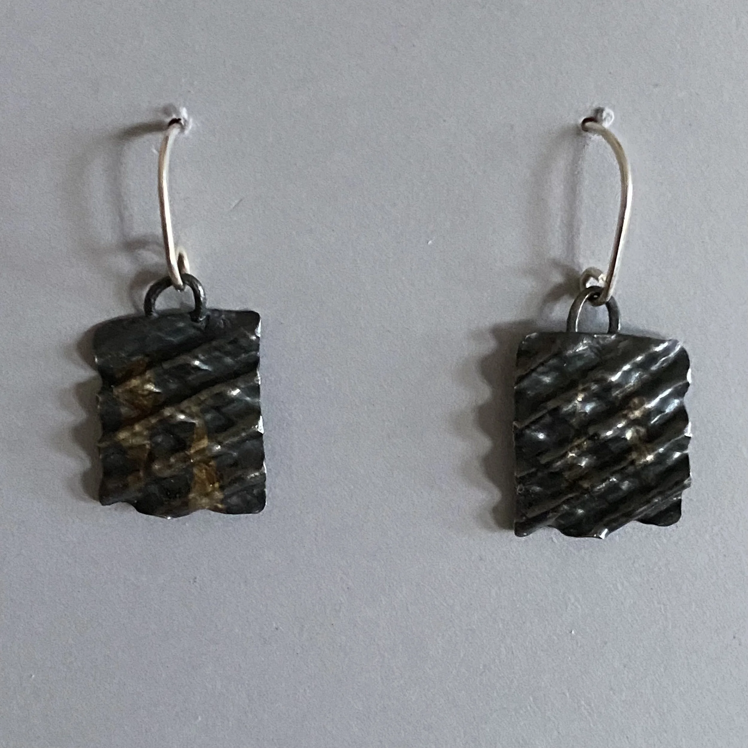 Oxidized Silver and 24K Earrings C