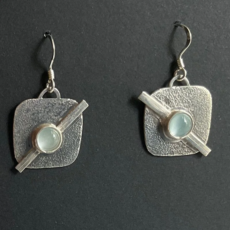 Aquamarine Square Deco Earrings