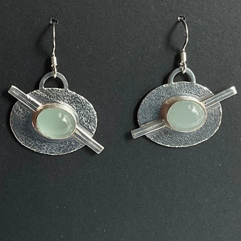 Aquamarine Oval Deco Earrings