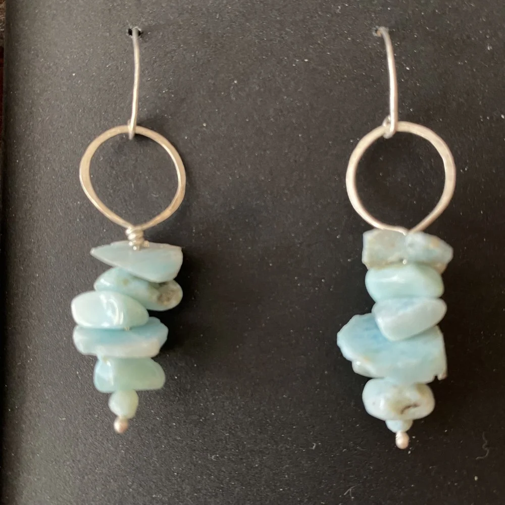 Stacked Larimar Earrings