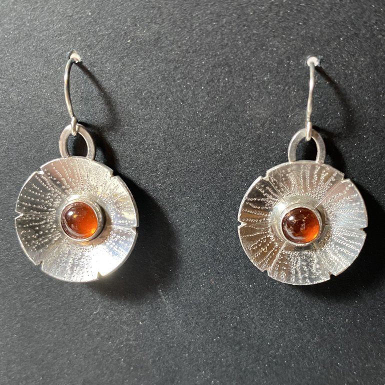 Garnet Sterling Petal Earrings