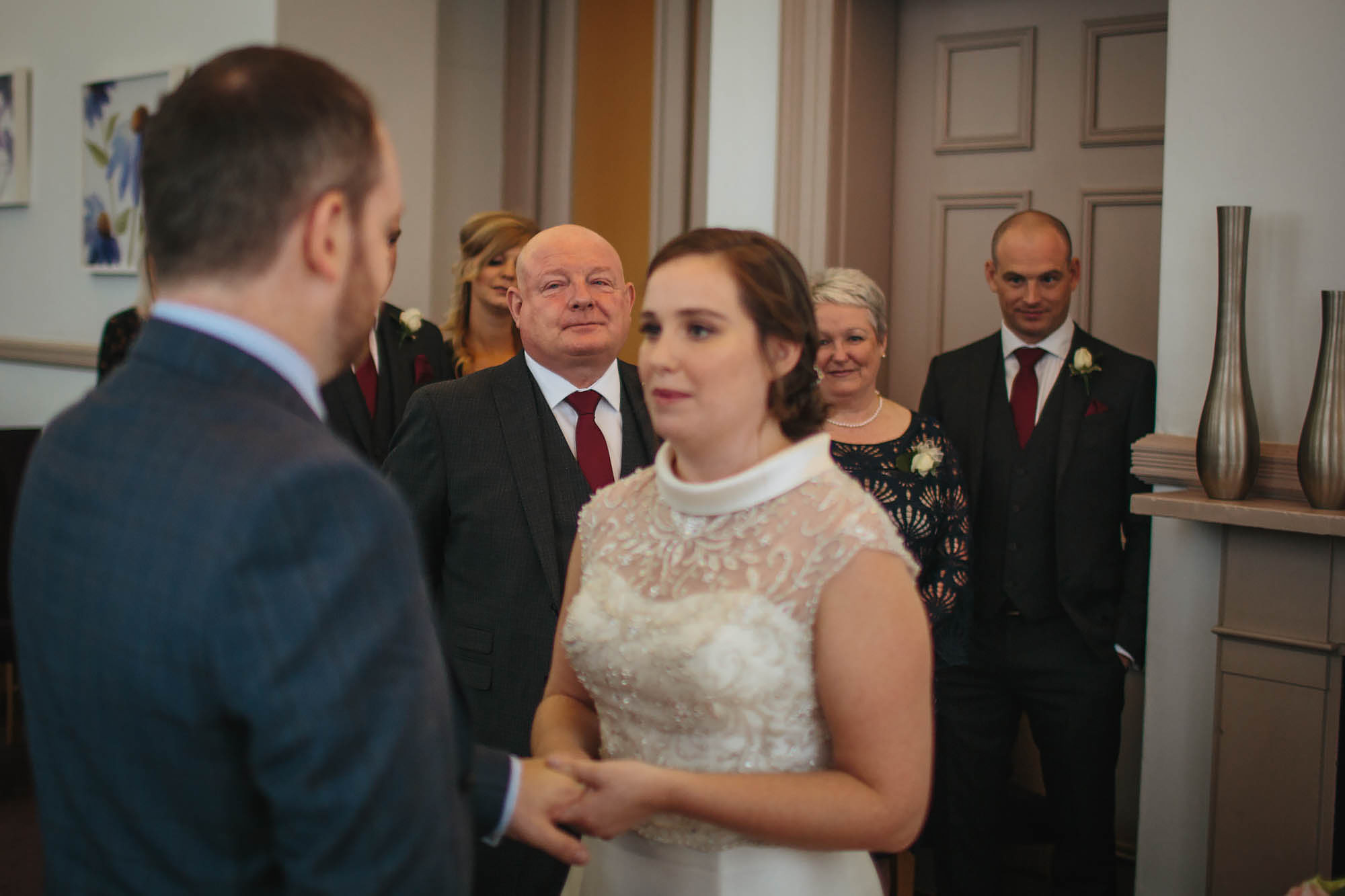 Bride and groom saying their vows at a wedding