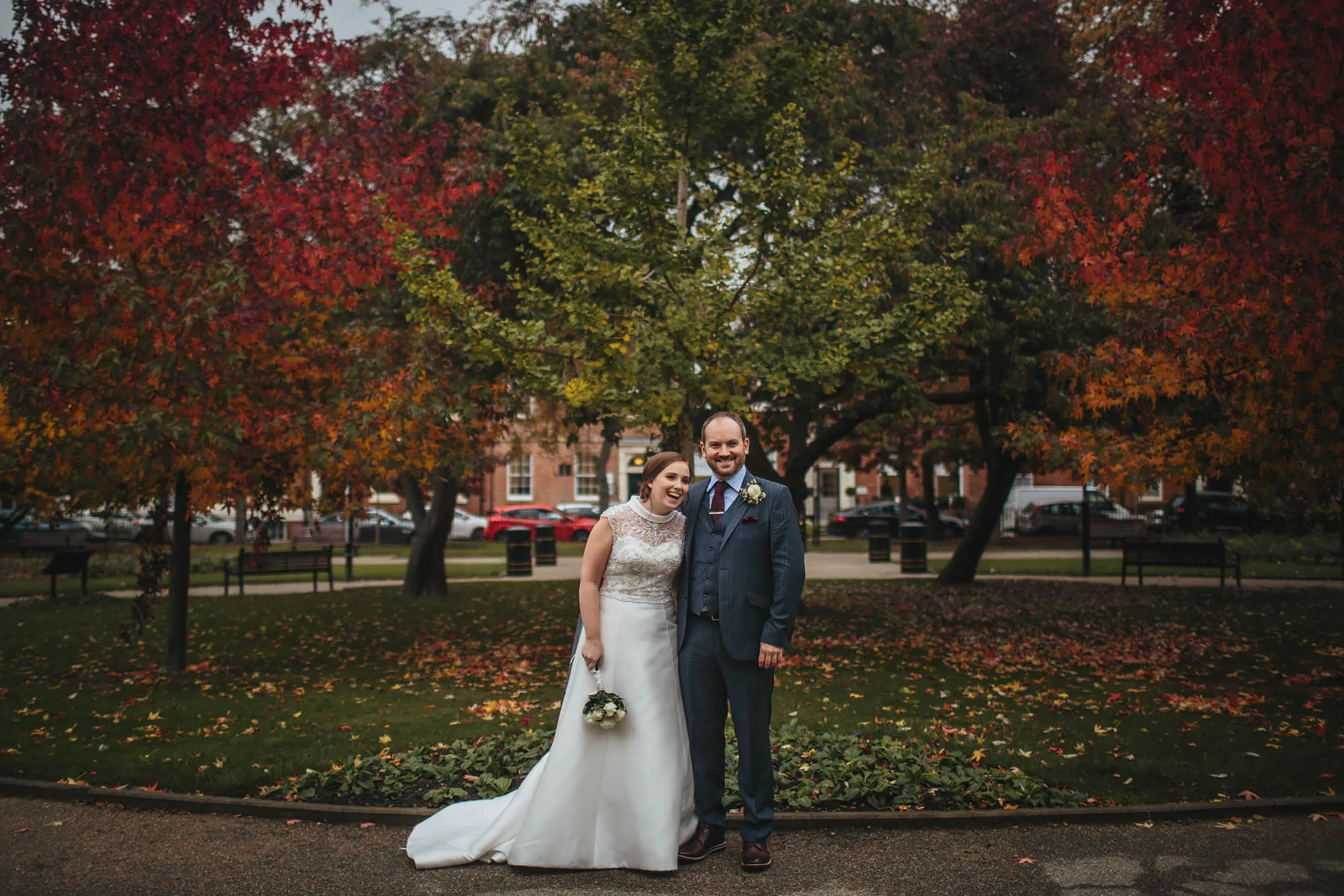 Bride and groom portrait in Leeds City Centre
