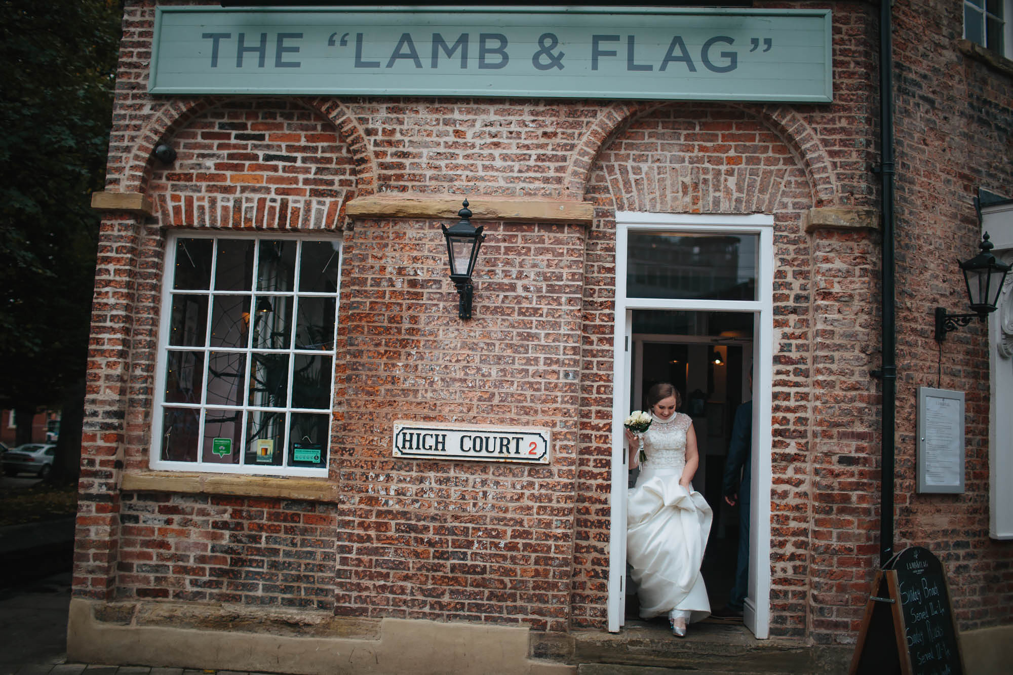 Bride at the lamb and flag pub in Leeds Yorkshire 