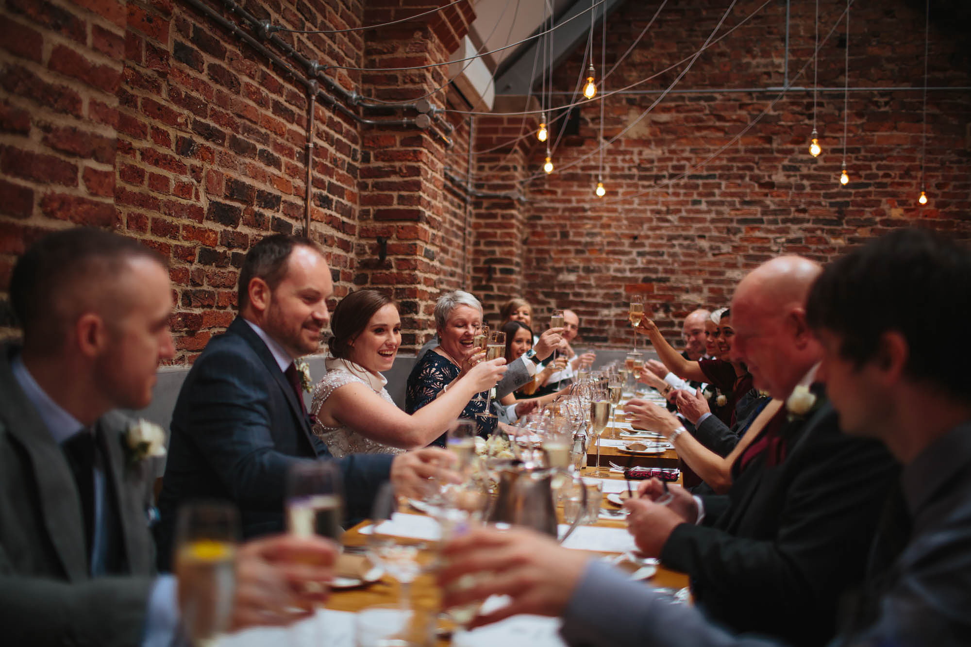 Champagne toast at Shears Yard in Leeds wedding