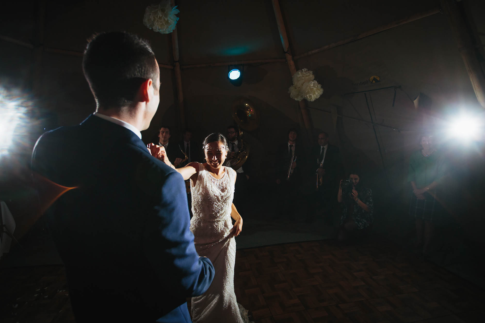 Bride and groom perform their first dance at a Hornington Manor wedding