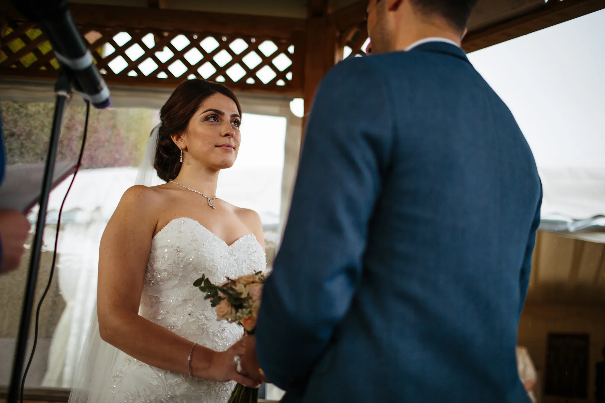 Bride and groom love each other during the wedding ceremony