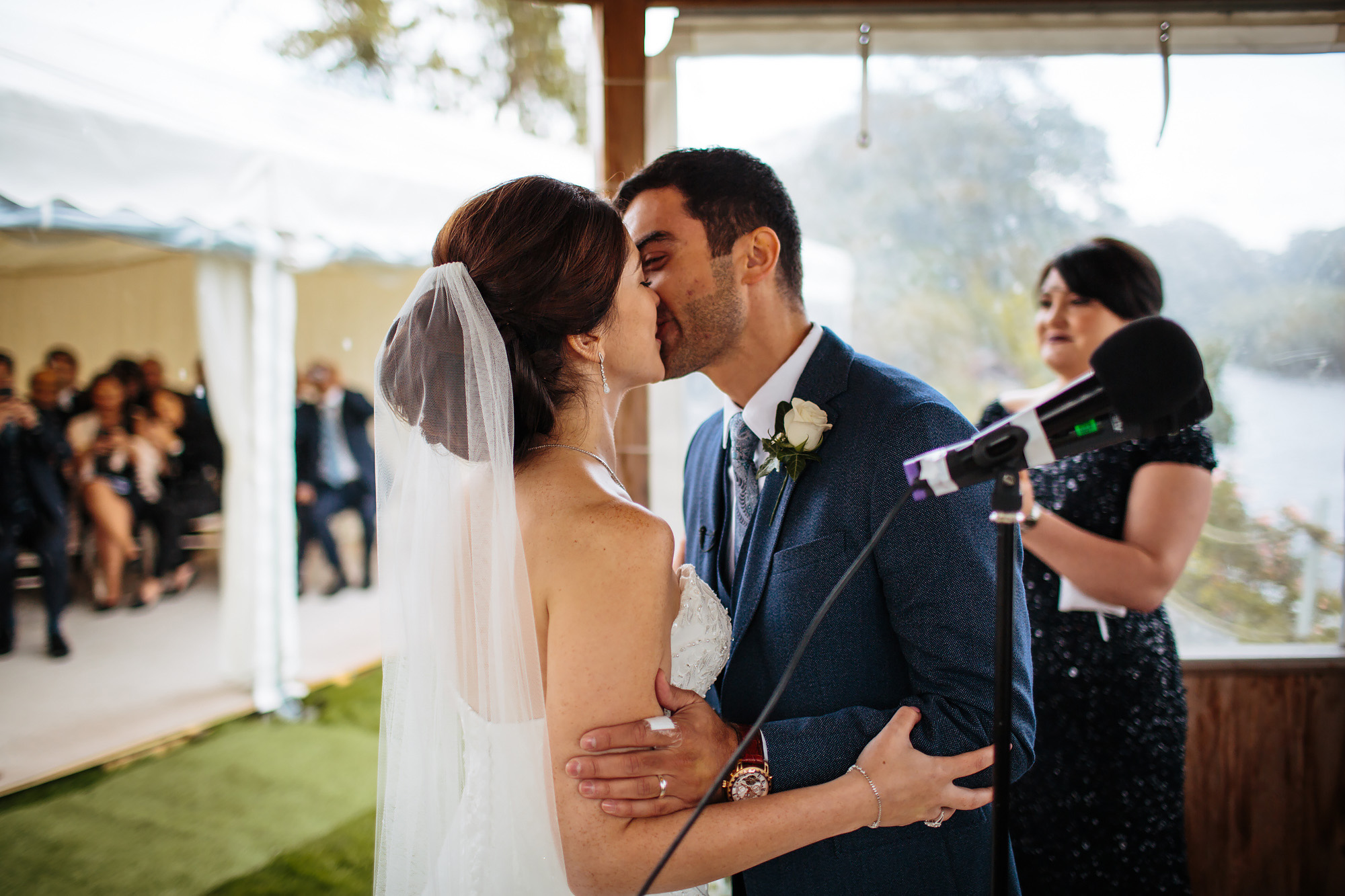 Bride and Groom kiss at wedding