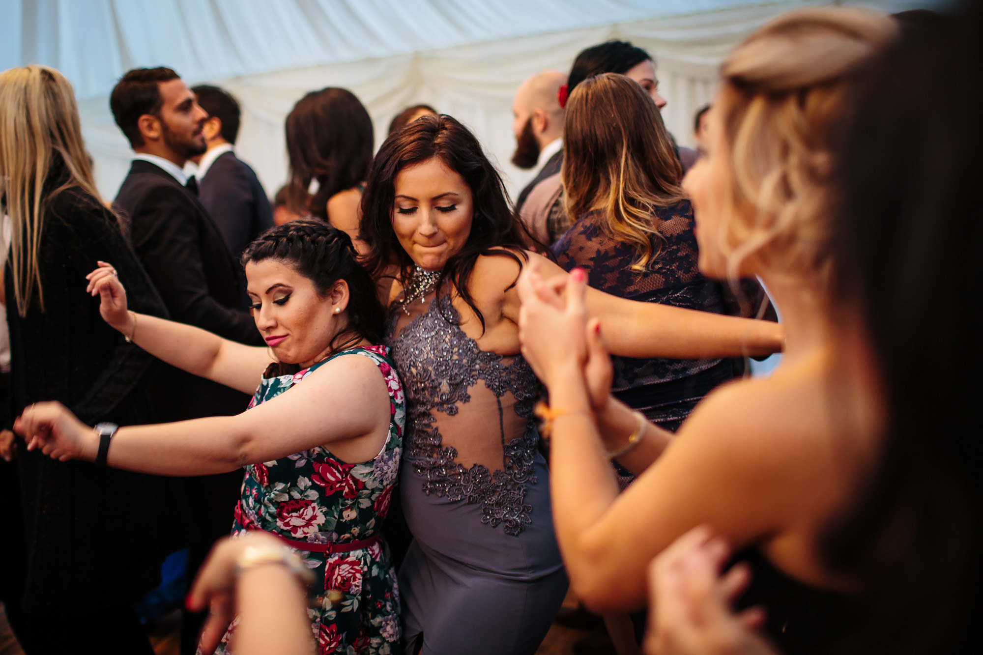 Guests dancing at a wedding in Yorkshire
