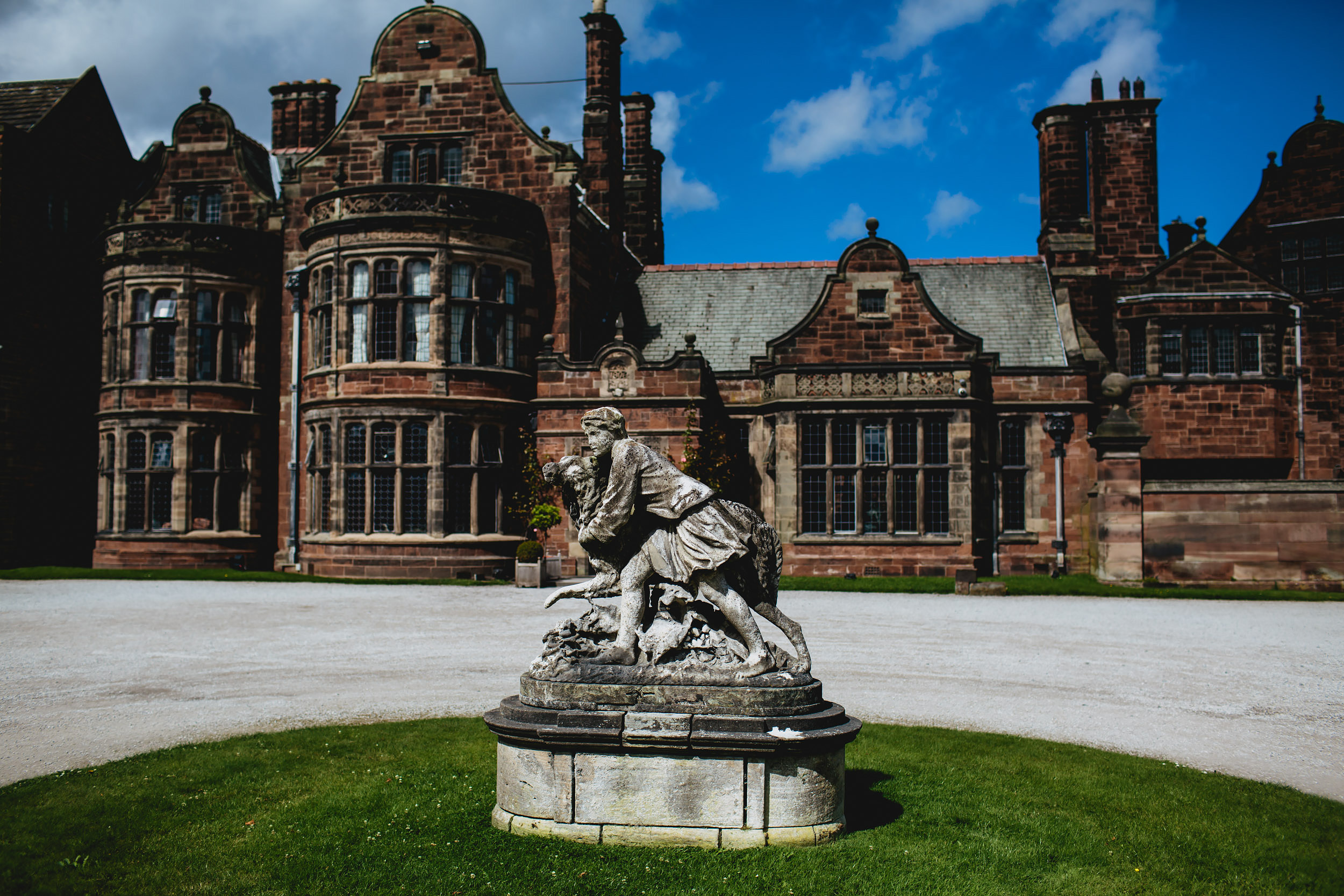 Statue in front of Thornton Manor Cheshire