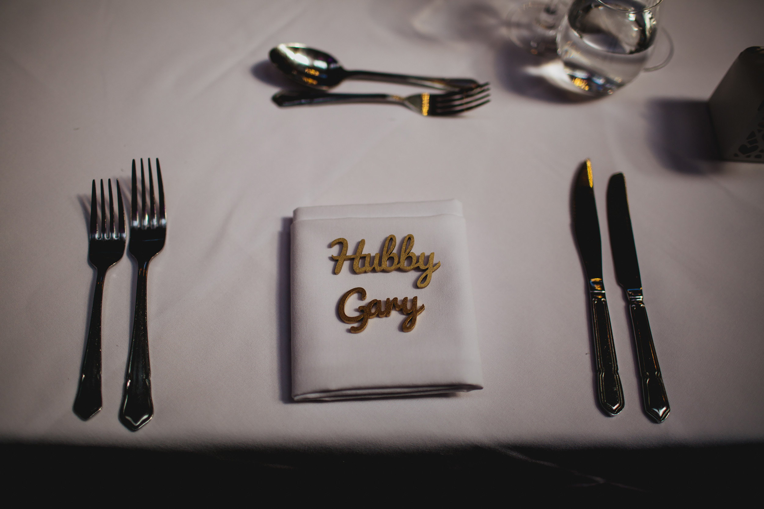 Groom place setting at his wedding