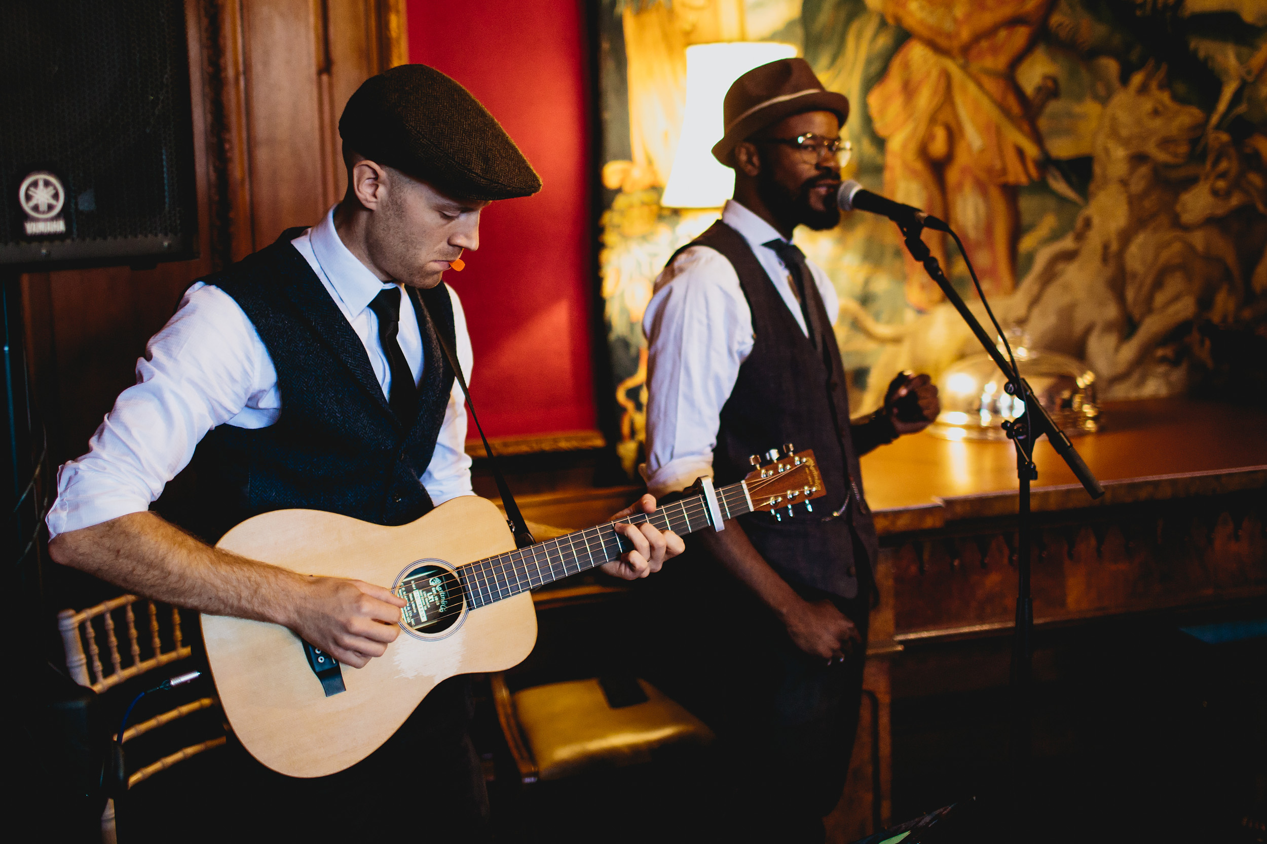 Music duo perform at a wedding ceremony in Cheshire