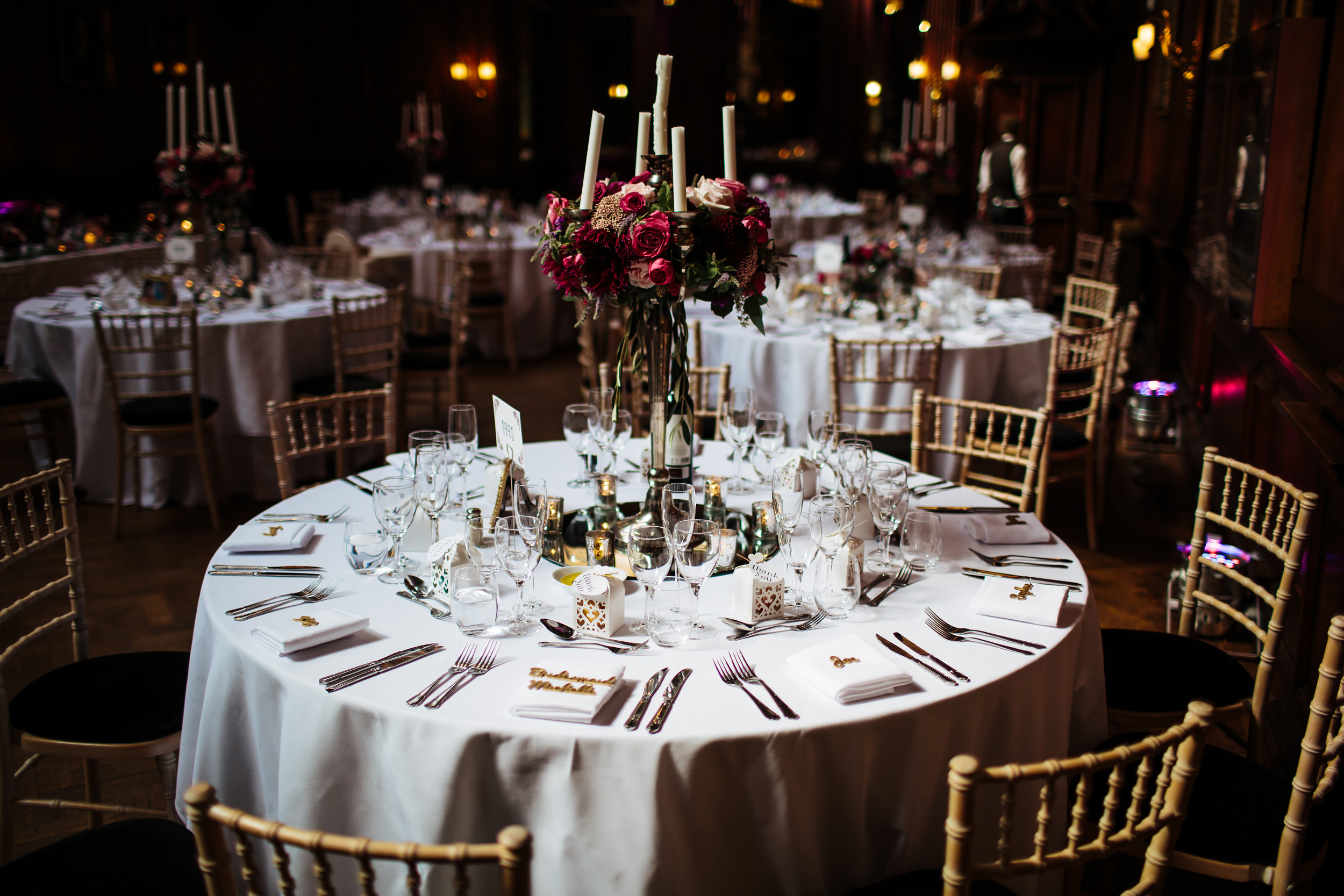 Place setting at a Thornton Manor wedding in Cheshire