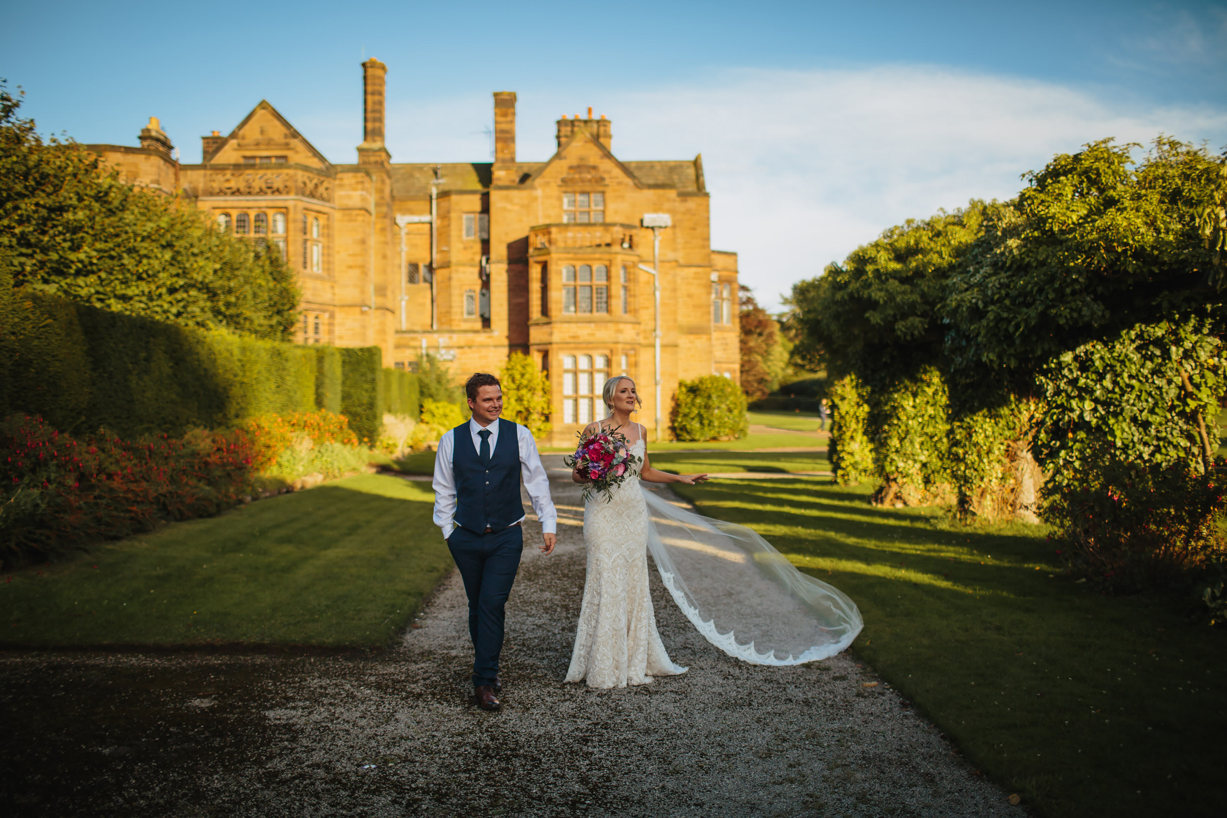 Bride and groom at Thornton Manor Cheshire