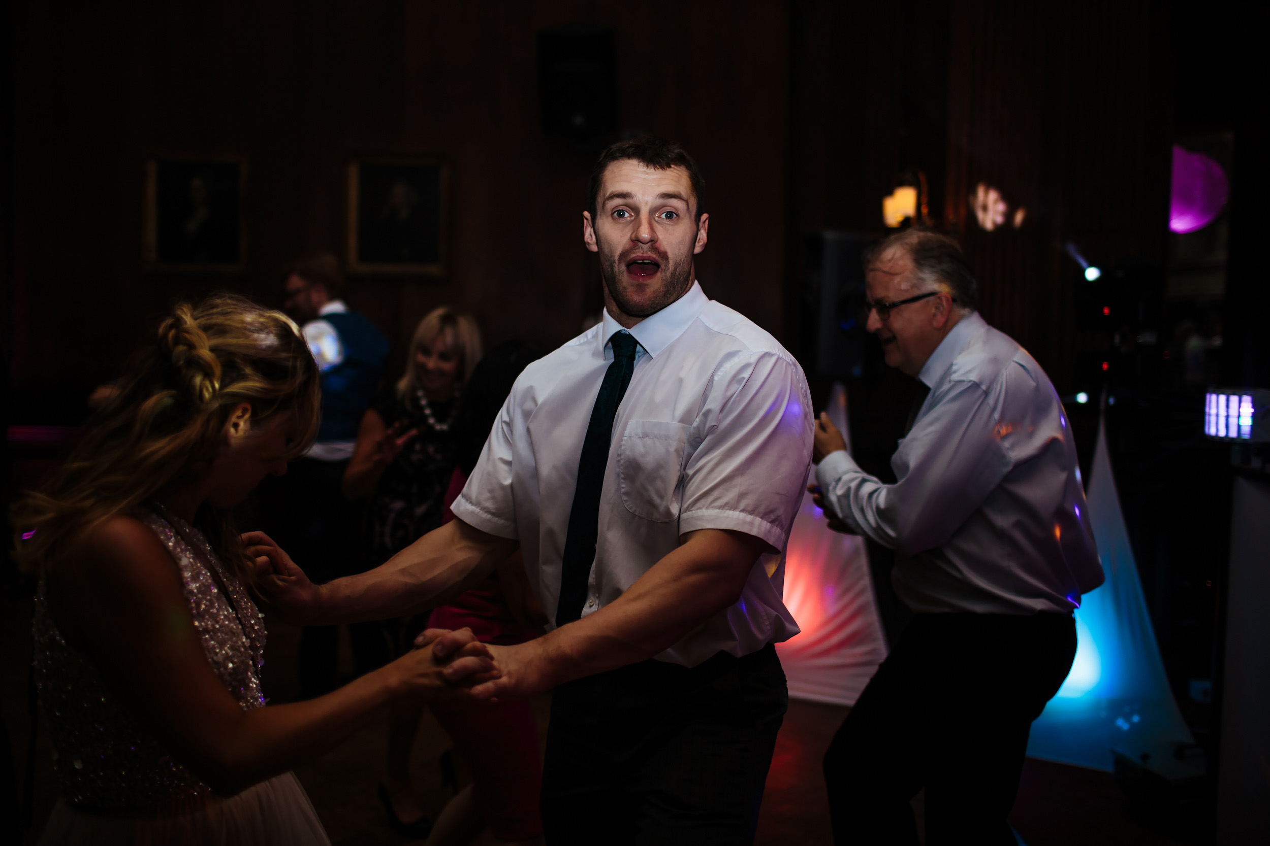 Guests dancing at a wedding disco