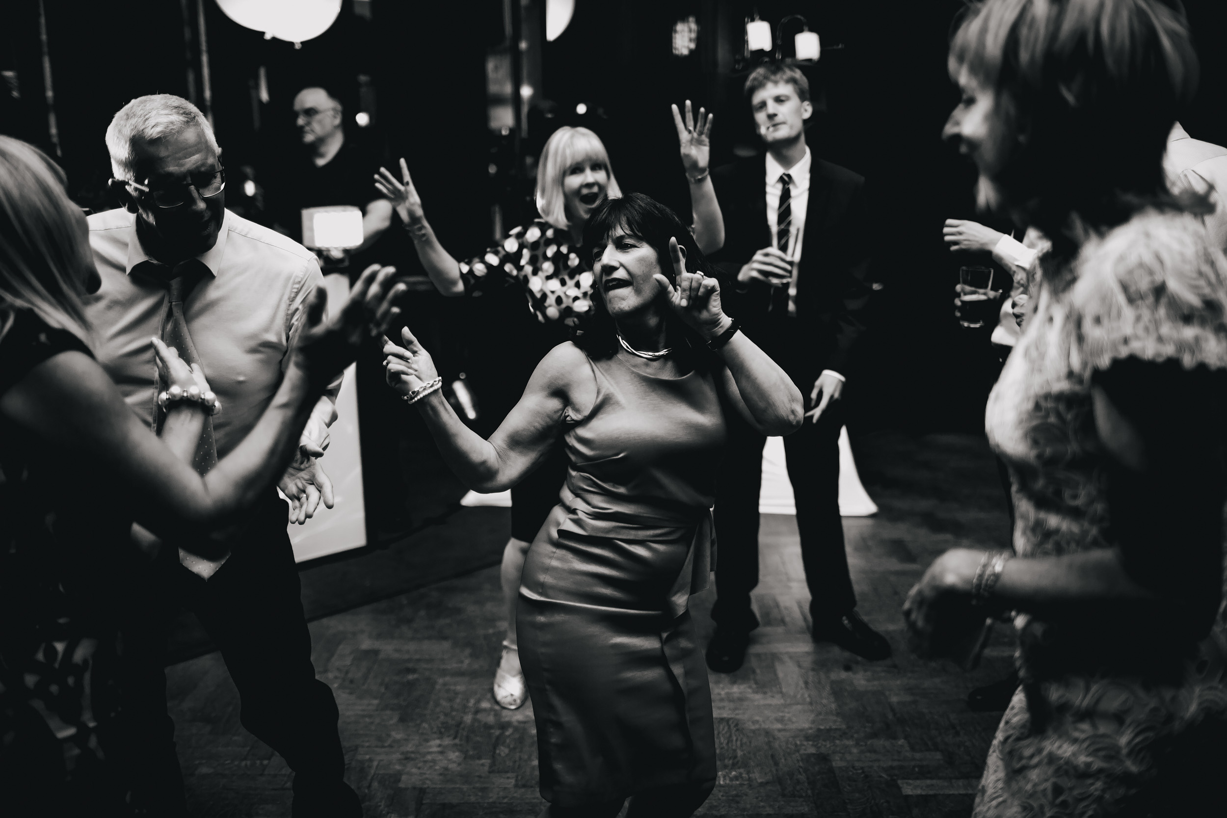 Woman dancing at a wedding in Cheshire