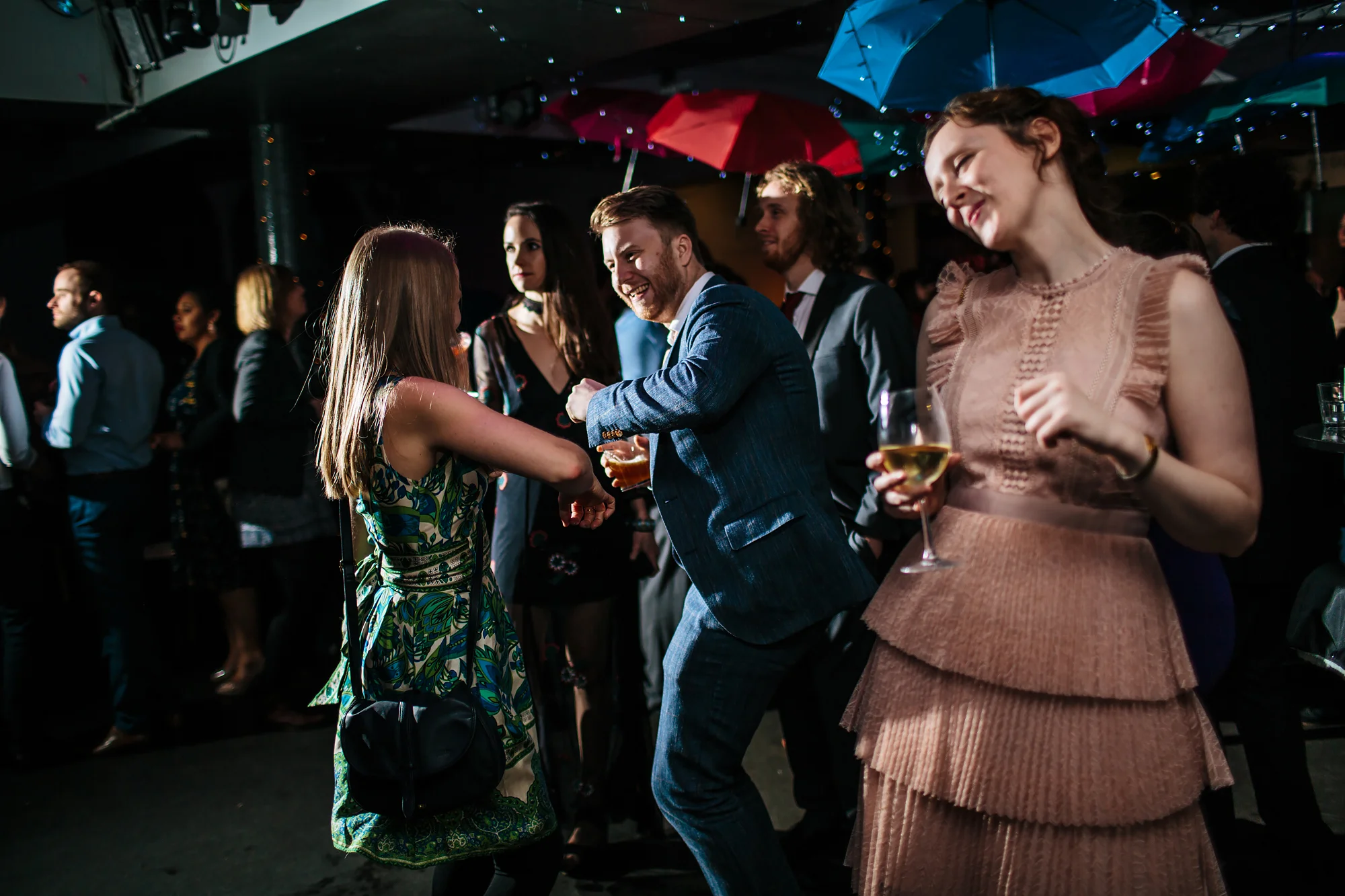 Wedding guests dancing at The Faversham Leeds