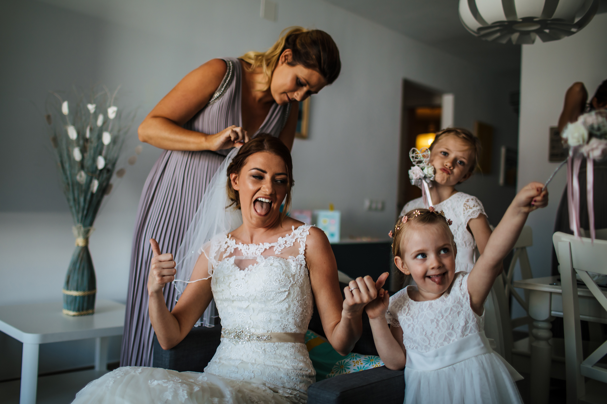 Bride and bridesmaids in Spain